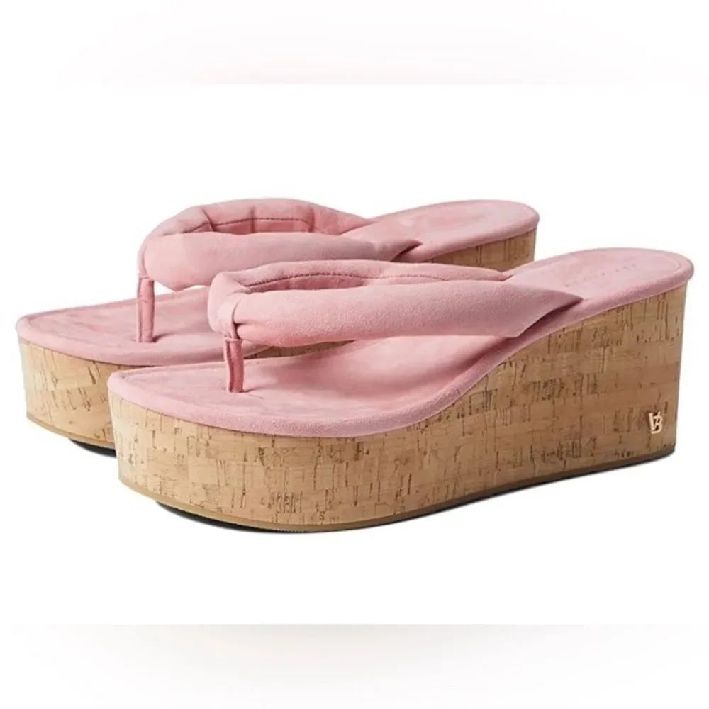 Veronica Beard Geno Pink Wedge Sandals Cork Leather $297